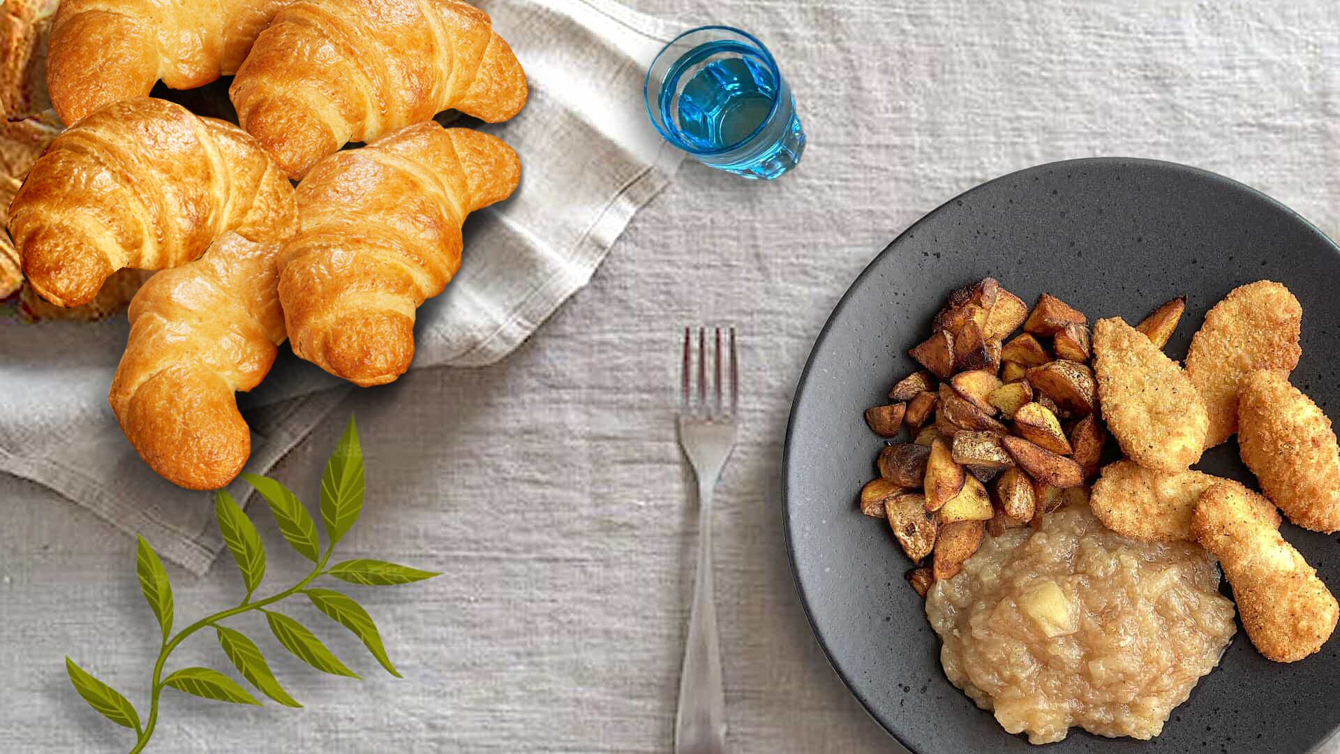 Crispy Chick'n gebakken aardappel en appelmoes