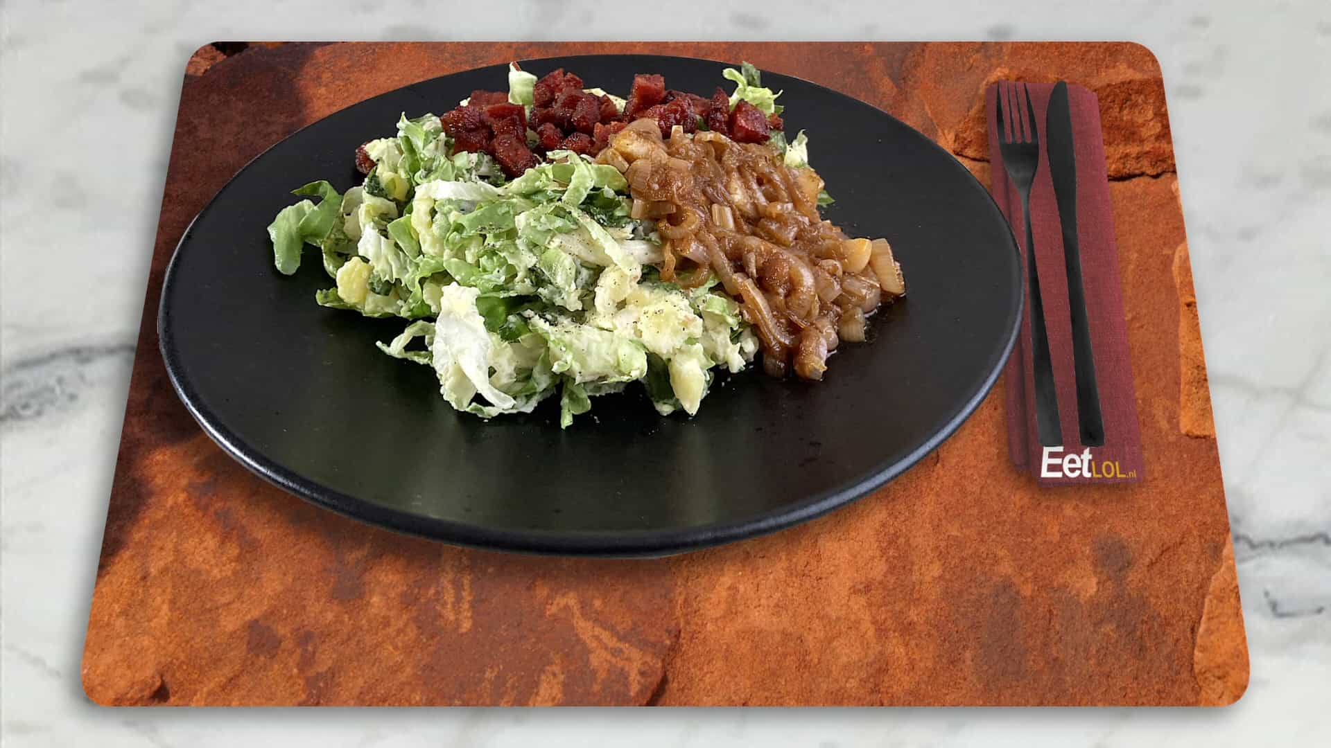 Stamppot rauwe andijvie met chorizo