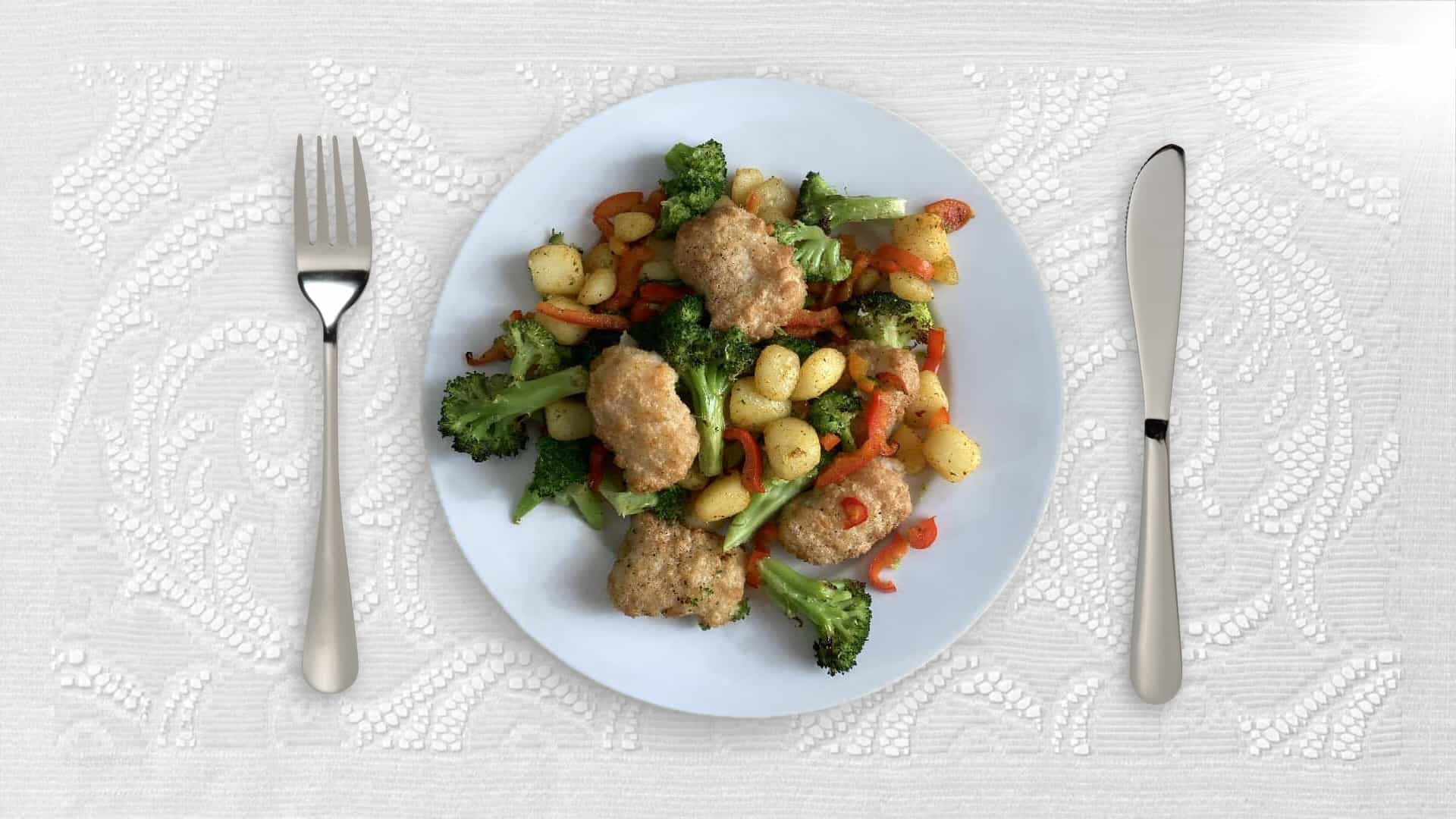 Kibbeling met broccoli en krieltjes