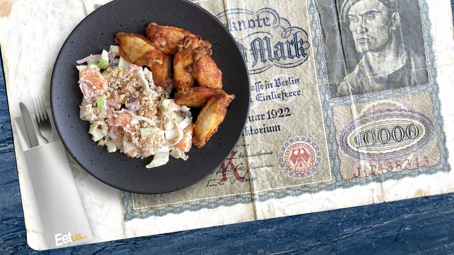 Chicken wings met witlofsalade