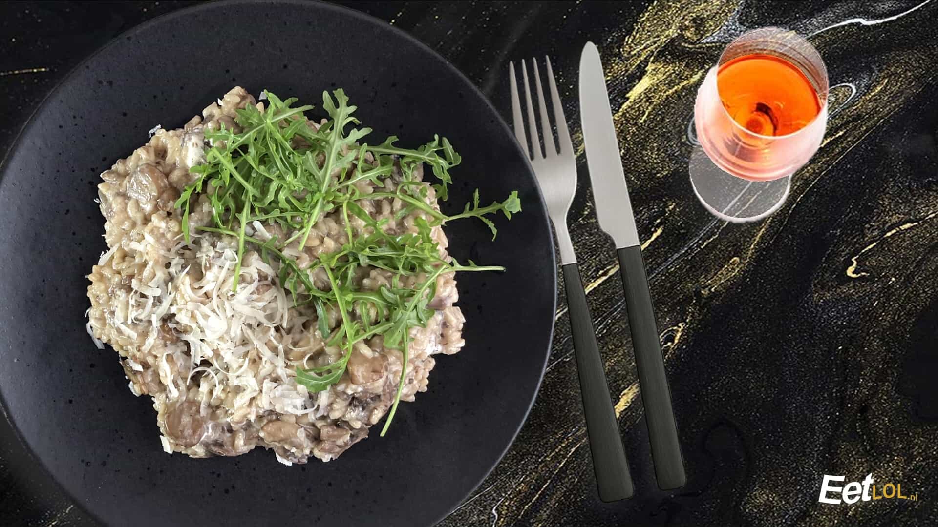 Paddenstoelen risotto met truffeltapenade