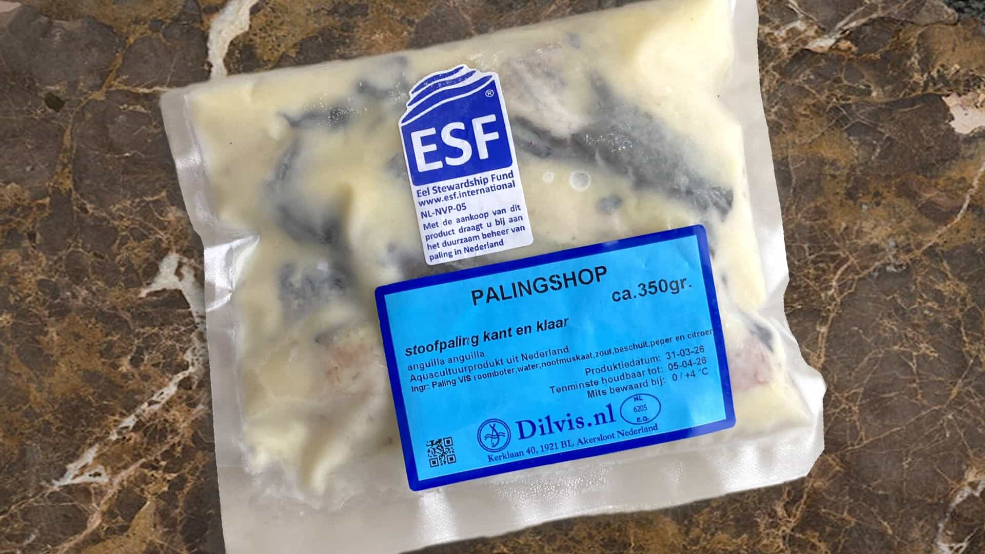 Zo ziet de bevroren paling er uit