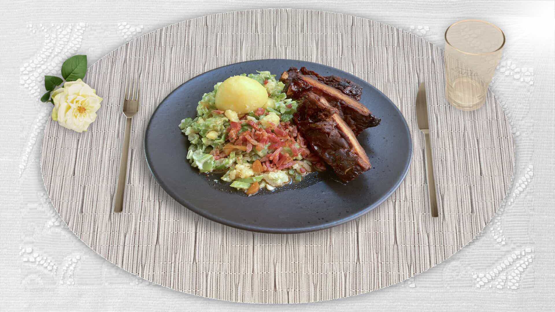 Spareribs snijbonen aardappel