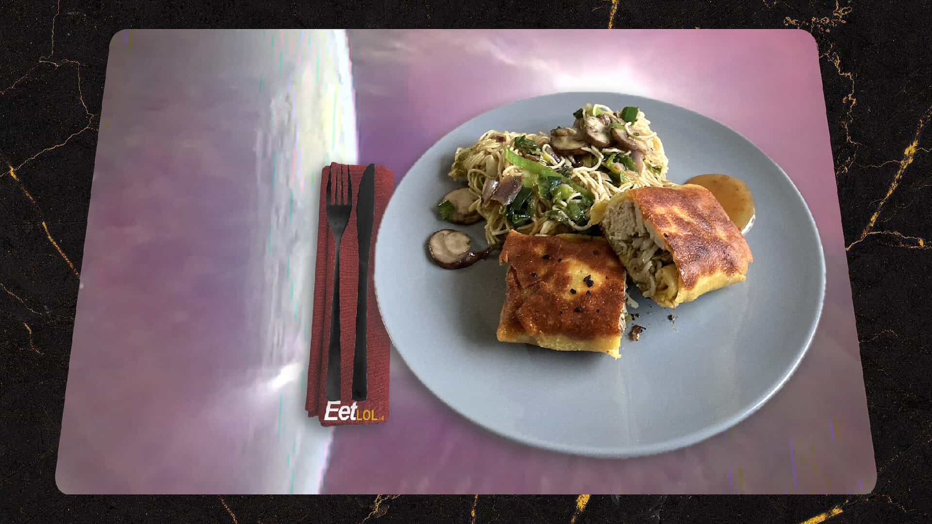 Loempia met eiermie en wokgroente