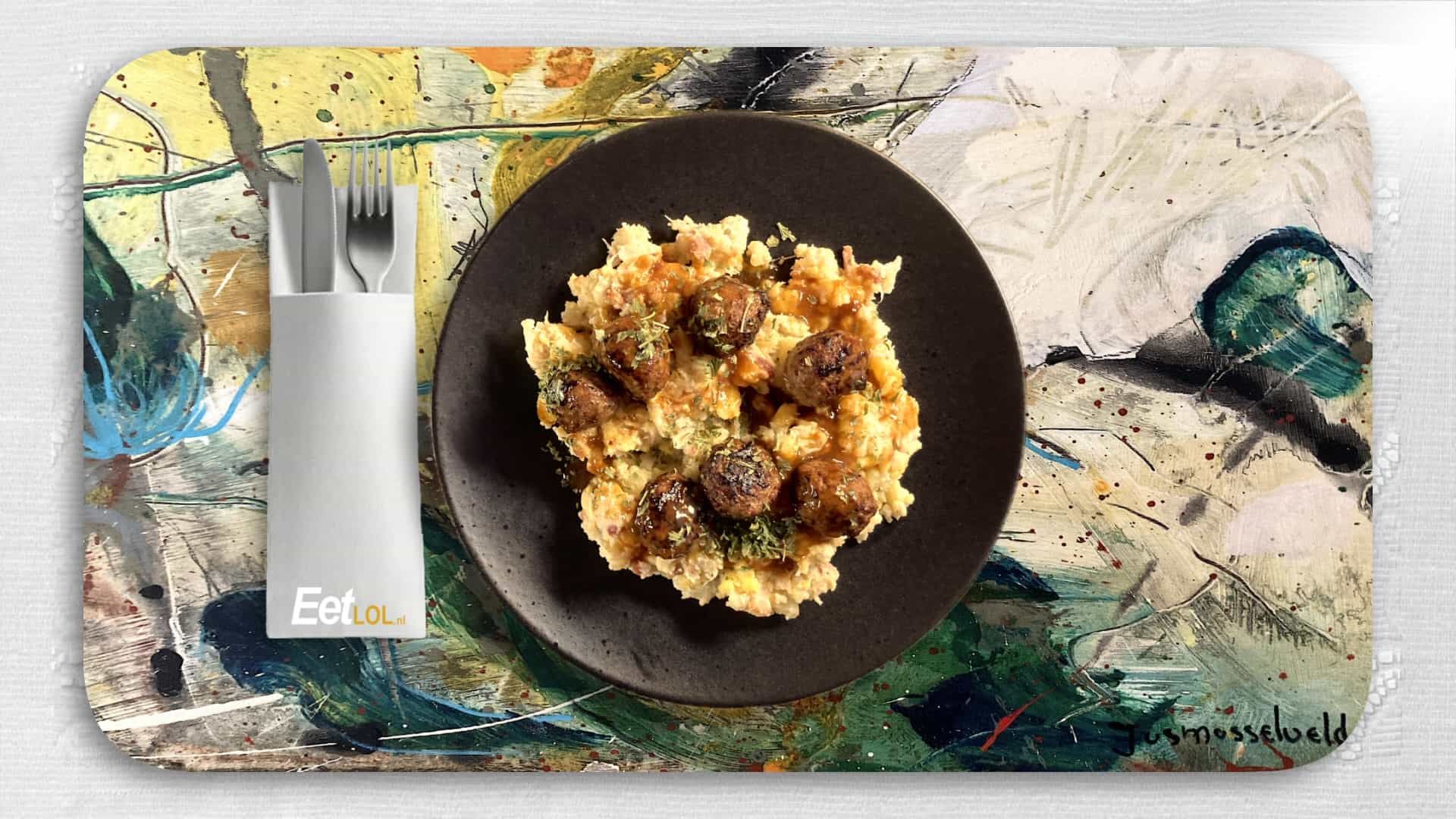 Bloemkoolstamppot met gehaktballetjes