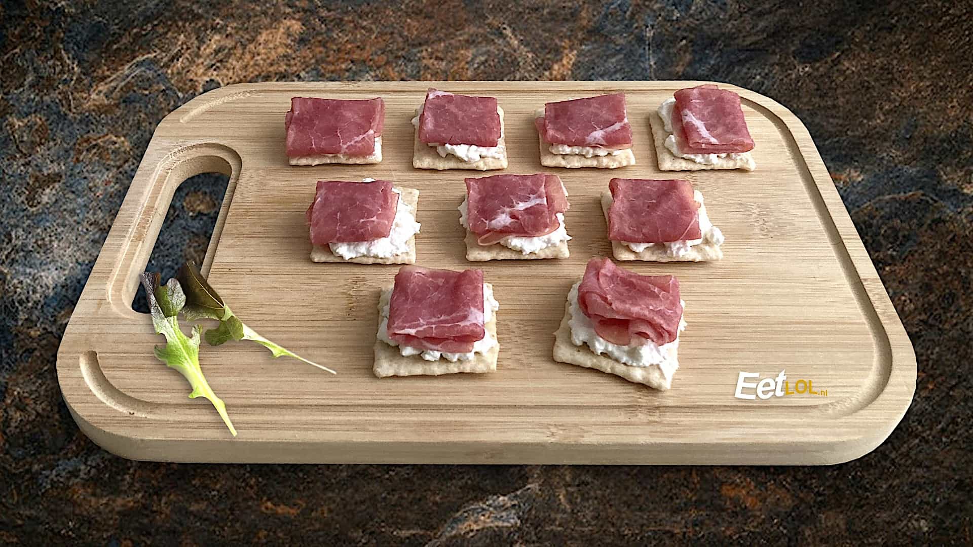 Rice toast met H&uumlttenkäse en rookvlees