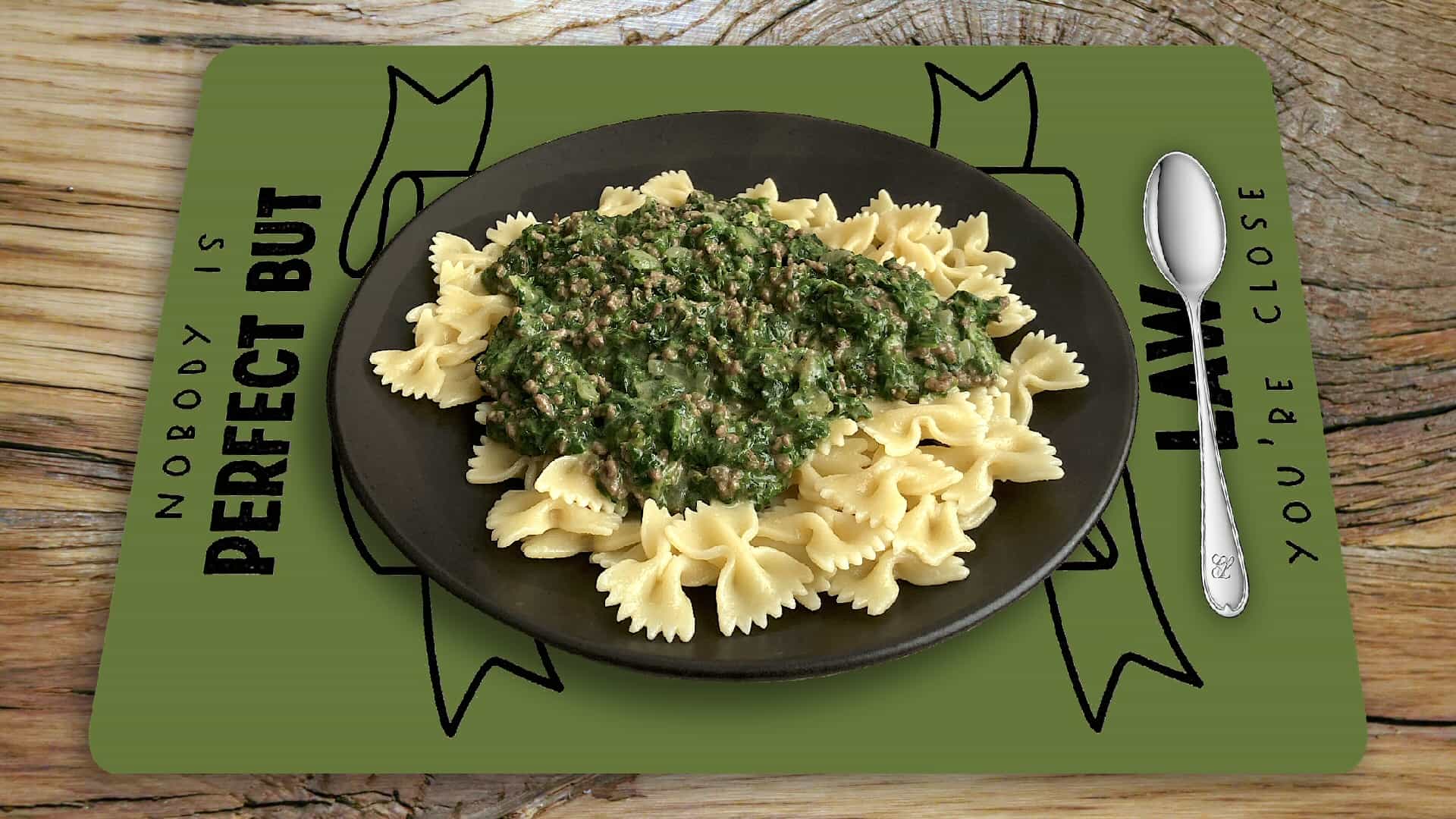 Pasta met s[inazie en gehakt